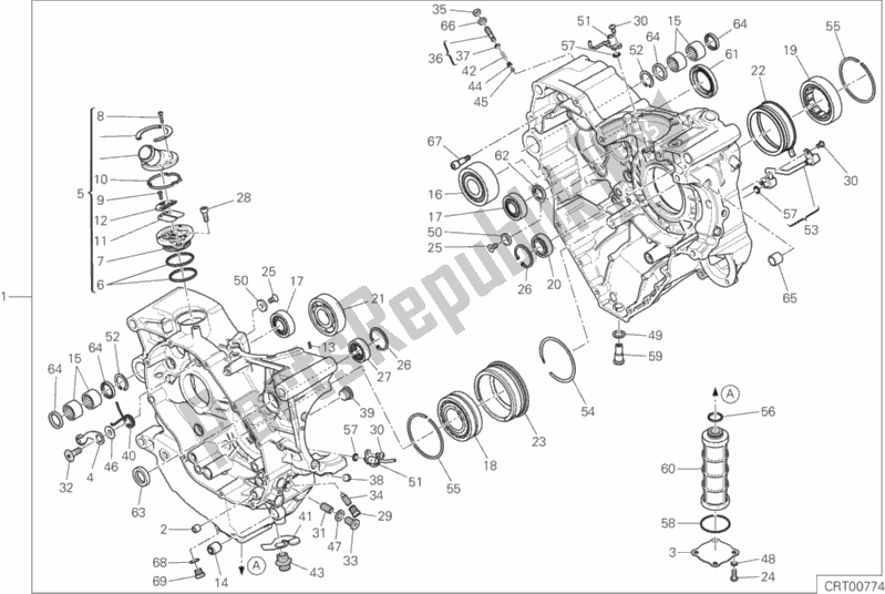 All parts for the 010 - Half-crankcases Pair of the Ducati Multistrada 1260 ABS USA 2018